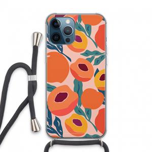 CaseCompany Perzik: iPhone 13 Pro Max Transparant Hoesje met koord