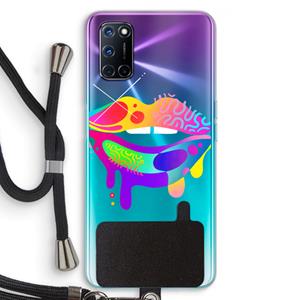 CaseCompany Lip Palette: Oppo A92 Transparant Hoesje met koord