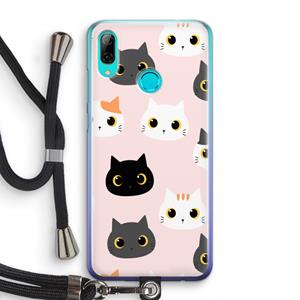 CaseCompany Katten: Huawei P Smart (2019) Transparant Hoesje met koord