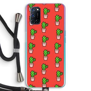 CaseCompany Mini cactus: Oppo A92 Transparant Hoesje met koord