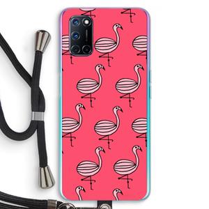 CaseCompany Flamingo: Oppo A92 Transparant Hoesje met koord