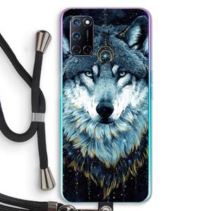 CaseCompany Darkness Wolf: Oppo A92 Transparant Hoesje met koord
