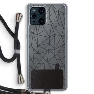 CaseCompany Geometrische lijnen zwart: Oppo Find X3 Transparant Hoesje met koord