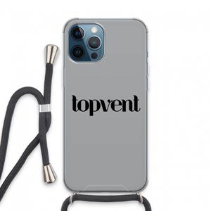 CaseCompany Topvent Grijs Zwart: iPhone 13 Pro Max Transparant Hoesje met koord