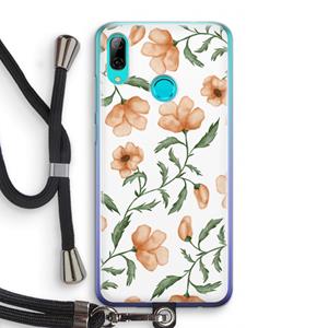 CaseCompany Peachy flowers: Huawei P Smart (2019) Transparant Hoesje met koord