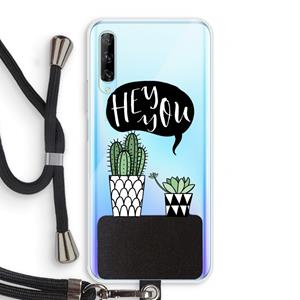 CaseCompany Hey you cactus: Huawei P Smart Pro Transparant Hoesje met koord