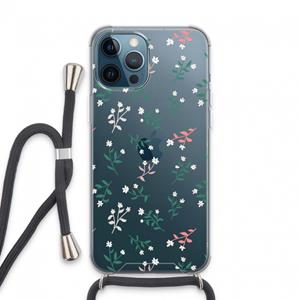 CaseCompany Small white flowers: iPhone 13 Pro Max Transparant Hoesje met koord