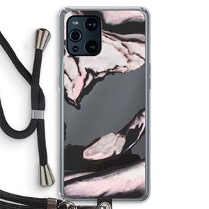 CaseCompany Roze stroom: Oppo Find X3 Transparant Hoesje met koord