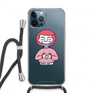 CaseCompany Hartje: iPhone 13 Pro Max Transparant Hoesje met koord