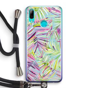 CaseCompany Tropical Palms Blue: Huawei P Smart (2019) Transparant Hoesje met koord