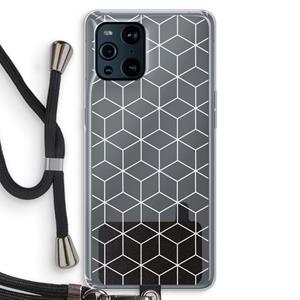CaseCompany Zwart-witte kubussen: Oppo Find X3 Transparant Hoesje met koord