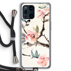 CaseCompany Japanse bloemen: Oppo Find X3 Transparant Hoesje met koord