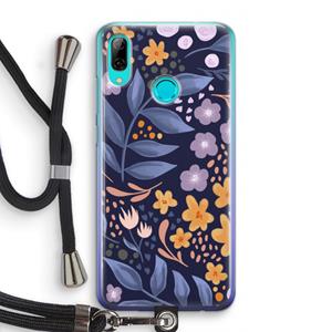 CaseCompany Flowers with blue leaves: Huawei P Smart (2019) Transparant Hoesje met koord