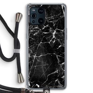 CaseCompany Zwart Marmer 2: Oppo Find X3 Transparant Hoesje met koord