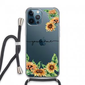 CaseCompany Zonnebloemen: iPhone 13 Pro Max Transparant Hoesje met koord