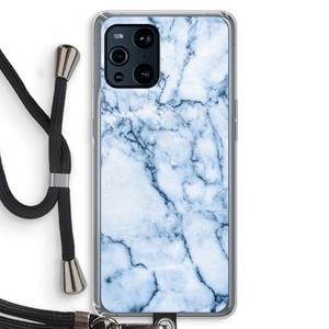 CaseCompany Blauw marmer: Oppo Find X3 Transparant Hoesje met koord