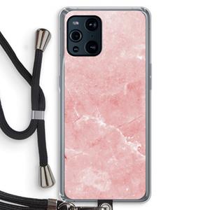 CaseCompany Roze marmer: Oppo Find X3 Transparant Hoesje met koord