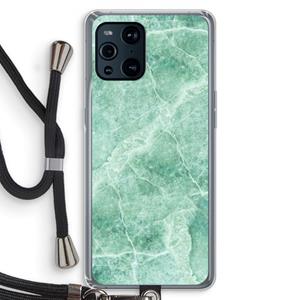 CaseCompany Groen marmer: Oppo Find X3 Transparant Hoesje met koord