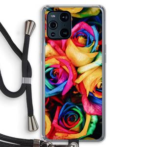 CaseCompany Neon bloemen: Oppo Find X3 Transparant Hoesje met koord