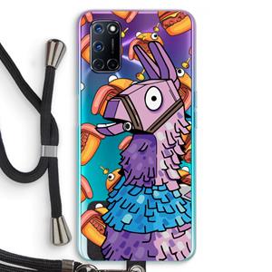 CaseCompany Loot Burger: Oppo A92 Transparant Hoesje met koord