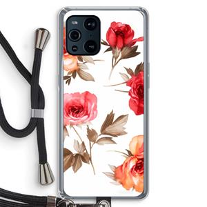 CaseCompany Roosjes: Oppo Find X3 Transparant Hoesje met koord