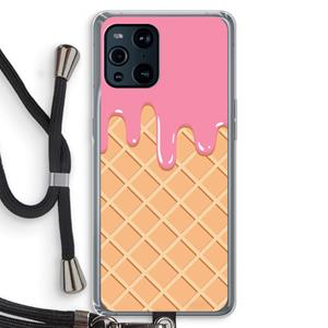 CaseCompany Ice cream: Oppo Find X3 Transparant Hoesje met koord