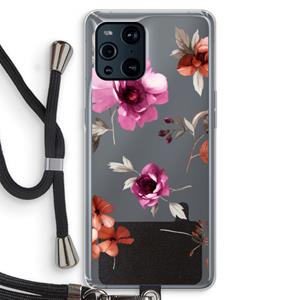 CaseCompany Geschilderde bloemen: Oppo Find X3 Transparant Hoesje met koord