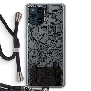 CaseCompany Vexx Black City : Oppo Find X3 Transparant Hoesje met koord