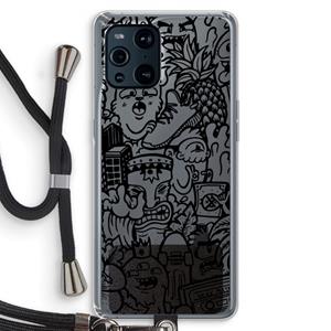 CaseCompany Vexx Black Mixtape: Oppo Find X3 Transparant Hoesje met koord