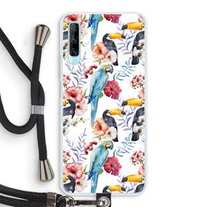 CaseCompany Bloemen tukan: Huawei P Smart Pro Transparant Hoesje met koord