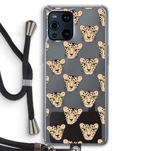 CaseCompany Tijger: Oppo Find X3 Transparant Hoesje met koord