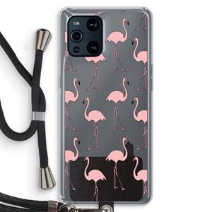 CaseCompany Anything Flamingoes: Oppo Find X3 Transparant Hoesje met koord