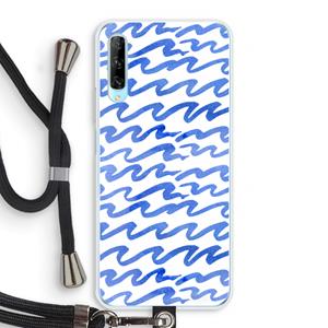 CaseCompany Blauwe golven: Huawei P Smart Pro Transparant Hoesje met koord
