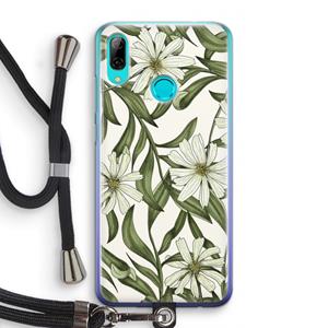 CaseCompany Wit bloemenpatroon: Huawei P Smart (2019) Transparant Hoesje met koord