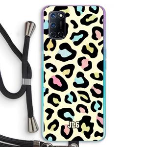 CaseCompany Leopard pattern: Oppo A92 Transparant Hoesje met koord