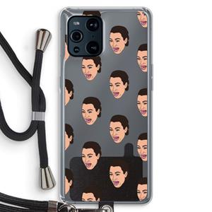 CaseCompany Ugly Cry Call: Oppo Find X3 Transparant Hoesje met koord