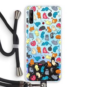 CaseCompany Kleurrijke katten: Huawei P Smart Pro Transparant Hoesje met koord
