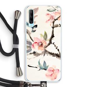 CaseCompany Japanse bloemen: Huawei P Smart Pro Transparant Hoesje met koord