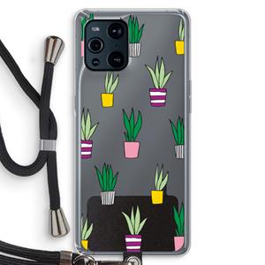 CaseCompany Sanseveria: Oppo Find X3 Transparant Hoesje met koord
