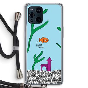 CaseCompany Aquarium: Oppo Find X3 Transparant Hoesje met koord