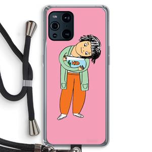 CaseCompany Visknuffel: Oppo Find X3 Transparant Hoesje met koord