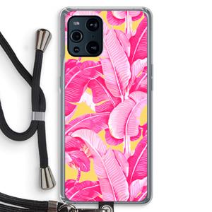 CaseCompany Pink Banana: Oppo Find X3 Transparant Hoesje met koord