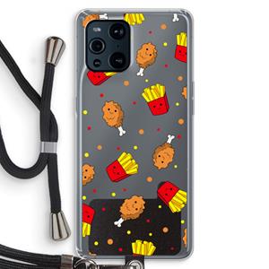 CaseCompany Chicken 'n Fries: Oppo Find X3 Transparant Hoesje met koord