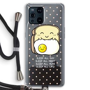CaseCompany Sleep All Day: Oppo Find X3 Transparant Hoesje met koord