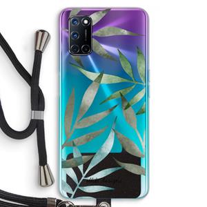 CaseCompany Tropical watercolor leaves: Oppo A92 Transparant Hoesje met koord