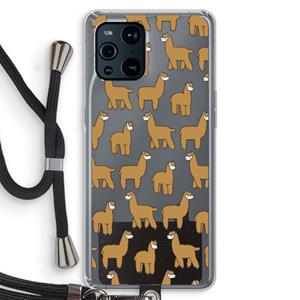 CaseCompany Alpacas: Oppo Find X3 Transparant Hoesje met koord