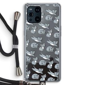 CaseCompany Poezen: Oppo Find X3 Transparant Hoesje met koord