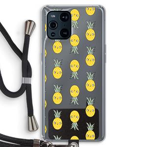CaseCompany Ananas: Oppo Find X3 Transparant Hoesje met koord