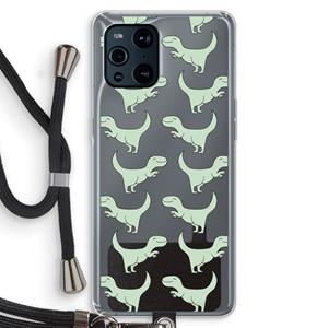 CaseCompany Dinos: Oppo Find X3 Transparant Hoesje met koord