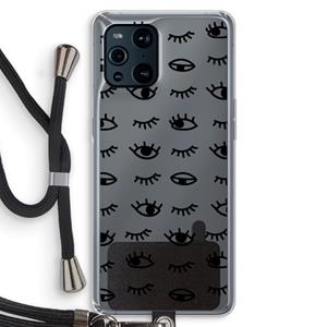 CaseCompany Eye pattern #2: Oppo Find X3 Transparant Hoesje met koord